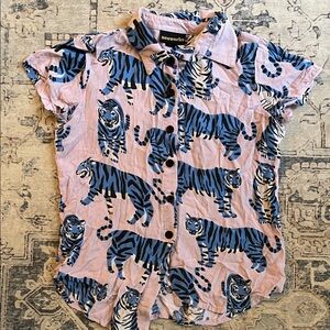 NOOWORKS Tiger Print Button-Up Shirt S